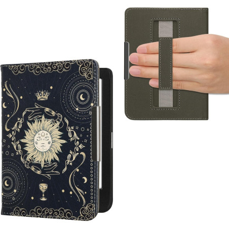 kwmobile Étui Compatible avec Kobo Clara BW/Colour Coque - Étui à Rabat magnétique Tablette eReader Similicuir avec Sangle - Ble