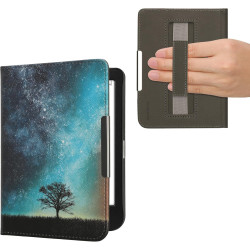 kwmobile Étui Compatible avec Kobo Clara BW/Colour Coque - Étui à Rabat magnétique Tablette eReader Similicuir avec Sangle - Ble
