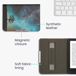 kwmobile Étui Compatible avec Kobo Clara BW/Colour Coque - Étui à Rabat magnétique Tablette eReader Similicuir avec Sangle - Ble