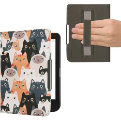 Kwmobile étui compatible avec kobo clara bw/colour coque - étui à rabat magnétique tablette ereader similicuir avec sangle - ora