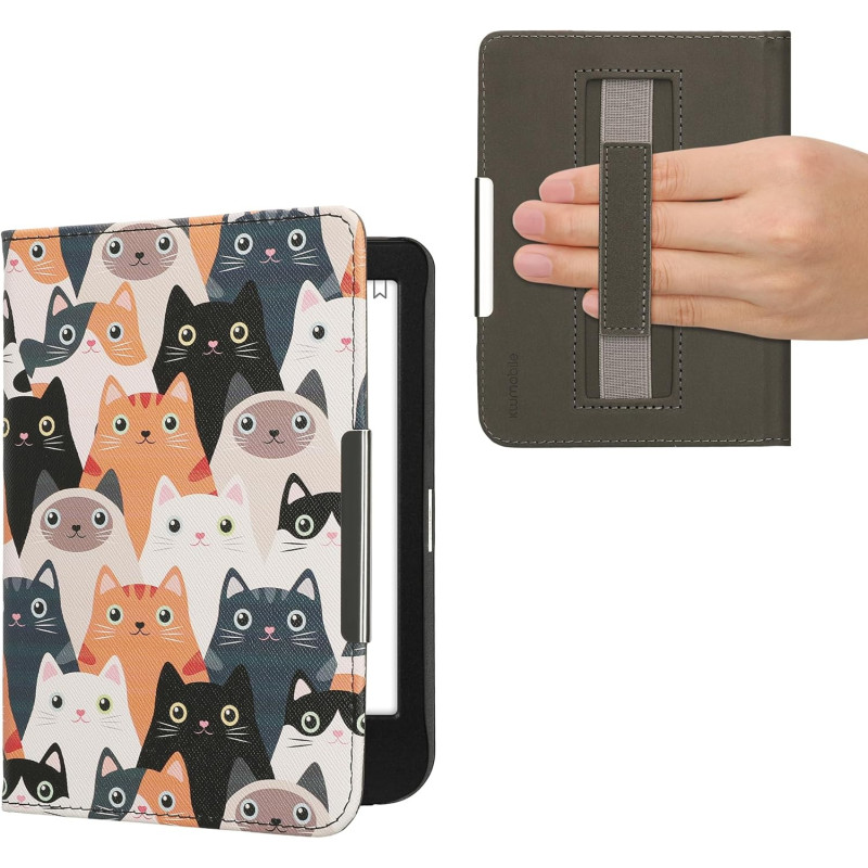 Kwmobile étui compatible avec kobo clara bw/colour coque - étui à rabat magnétique tablette ereader similicuir avec sangle - ora