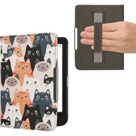 Kwmobile étui compatible avec kobo clara bw/colour coque - étui à rabat magnétique tablette ereader similicuir avec sangle - ora