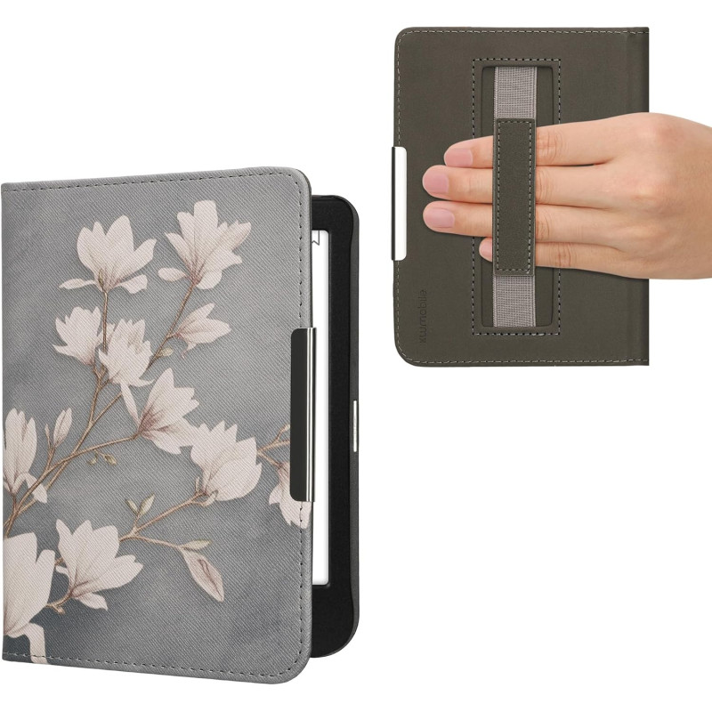 kwmobile Étui Compatible avec Kobo Clara BW/Colour Coque - Étui à Rabat magnétique Tablette eReader Similicuir avec Sangle - Tau