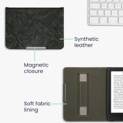 kwmobile Étui Compatible avec Kobo Clara BW/Colour Coque - Étui à Rabat magnétique Tablette eReader Similicuir avec Sangle - Ver