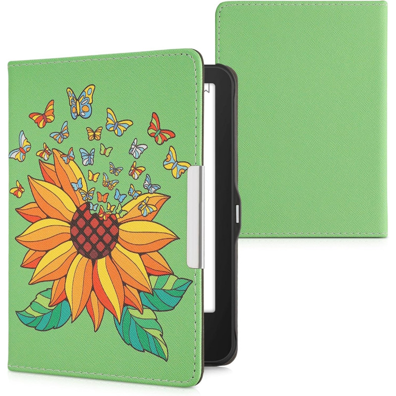 kwmobile Étui Compatible avec Tolino Vision 1/2 / 3/4 HD Coque - Étui à Rabat magnétique Tablette eReader Similicuir - Jaune-Ver