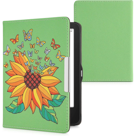 kwmobile Étui Compatible avec Tolino Vision 1/2 / 3/4 HD Coque - Étui à Rabat magnétique Tablette eReader Similicuir - Jaune-Ver