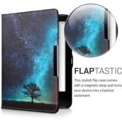 kwmobile Étui Compatible avec Tolino Vision 1/2 / 3/4 HD Coque - Étui à Rabat magnétique Tablette eReader Similicuir - Bleu-Gris