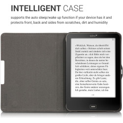 kwmobile Étui Compatible avec Tolino Vision 1/2 / 3/4 HD Coque - Étui à Rabat magnétique Tablette eReader Similicuir - Bleu-Gris