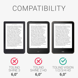 kwmobile Étui Compatible avec Tolino Vision 1/2 / 3/4 HD Coque - Étui à Rabat magnétique Tablette eReader Similicuir - Multicolo
