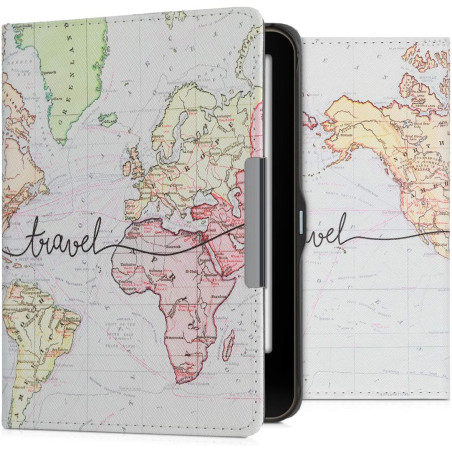 kwmobile Étui Compatible avec Tolino Vision 1/2 / 3/4 HD Coque - Étui à Rabat magnétique Tablette eReader Similicuir - Noir-Mult