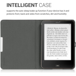 kwmobile Étui Compatible avec Tolino Vision 1/2 / 3/4 HD Coque - Étui à Rabat magnétique Tablette eReader Similicuir - Noir-Mult
