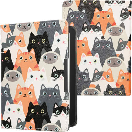 Kwmobile étui compatible avec tolino vision 1/2 / 3/4 hd coque - étui à rabat magnétique tablette ereader similicuir - orange-no
