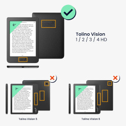 Kwmobile étui compatible avec tolino vision 1/2 / 3/4 hd coque - étui à rabat magnétique tablette ereader similicuir - orange-no