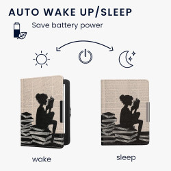 Kwmobile étui compatible avec tolino vision 1/2 / 3/4 hd coque - étui à rabat magnétique tablette ereader similicuir - noir-beig