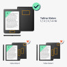 Kwmobile étui compatible avec tolino vision 1/2 / 3/4 hd coque - étui à rabat magnétique tablette ereader similicuir - noir-beig