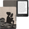 Kwmobile étui compatible avec tolino vision 1/2 / 3/4 hd coque - étui à rabat magnétique tablette ereader similicuir - noir-beig