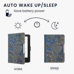 kwmobile Étui Compatible avec Tolino Vision 1/2 / 3/4 HD Coque - Étui à Rabat magnétique Tablette eReader Similicuir - Jaune-Ble
