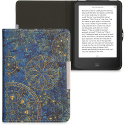 kwmobile Étui Compatible avec Tolino Vision 1/2 / 3/4 HD Coque - Étui à Rabat magnétique Tablette eReader Similicuir - Jaune-Ble