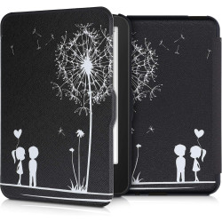 kwmobile Étui Compatible avec Tolino Vision 1/2 / 3/4 HD Coque - Étui à Rabat magnétique Tablette eReader Similicuir - Blanc-Noi