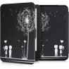kwmobile Étui Compatible avec Tolino Vision 1/2 / 3/4 HD Coque - Étui à Rabat magnétique Tablette eReader Similicuir - Blanc-Noi