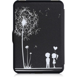 kwmobile Étui Compatible avec Tolino Vision 1/2 / 3/4 HD Coque - Étui à Rabat magnétique Tablette eReader Similicuir - Blanc-Noi