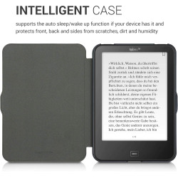 kwmobile Étui Compatible avec Tolino Vision 1/2 / 3/4 HD Coque - Étui à Rabat magnétique Tablette eReader Similicuir - Blanc-Noi