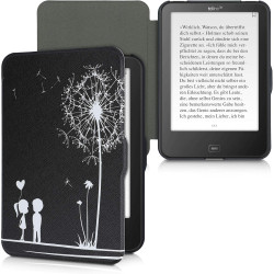 kwmobile Étui Compatible avec Tolino Vision 1/2 / 3/4 HD Coque - Étui à Rabat magnétique Tablette eReader Similicuir - Blanc-Noi