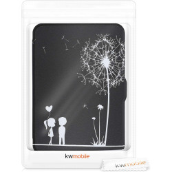 kwmobile Étui Compatible avec Tolino Vision 1/2 / 3/4 HD Coque - Étui à Rabat magnétique Tablette eReader Similicuir - Blanc-Noi