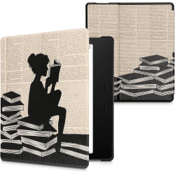 Kwmobile étui compatible avec amazon kindle oasis 10. generation coque - étui à rabat magnétique tablette ereader similicuir - n