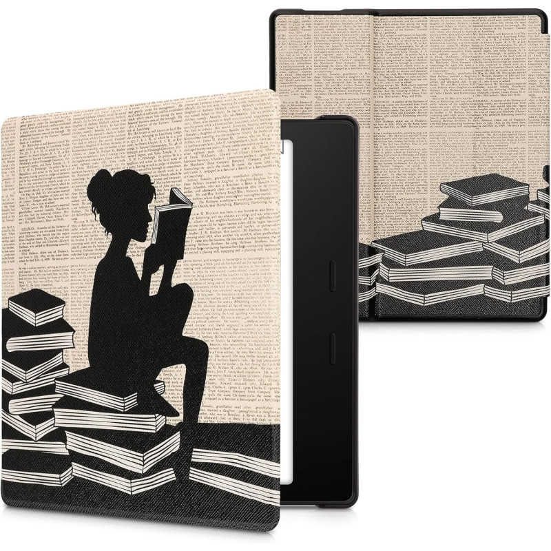 Kwmobile étui compatible avec amazon kindle oasis 10. generation coque - étui à rabat magnétique tablette ereader similicuir - n