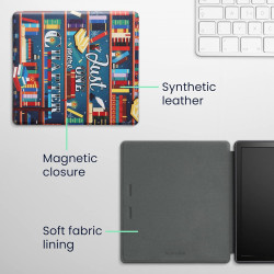 kwmobile Étui Compatible avec Amazon Kindle Oasis 10. Generation Coque - Étui à Rabat magnétique Tablette eReader Similicuir - M