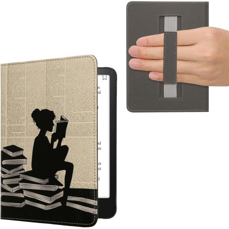 Kwmobile étui compatible avec amazon kindle paperblanc (2024)/colorsoft coque - étui à rabat magnétique tablette ereader similic