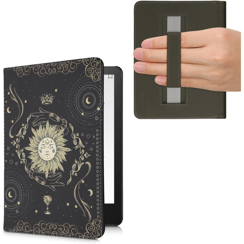 Kwmobile etui compatible avec kindle paperblanc 11e génération - étui à rabat magnétique tablette ereader similicuir avec sangle