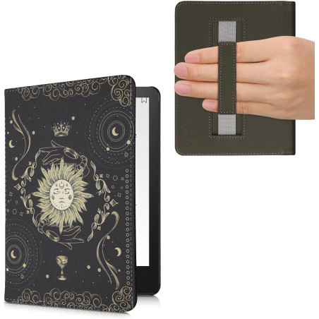 Kwmobile etui compatible avec kindle paperblanc 11e génération - étui à rabat magnétique tablette ereader similicuir avec sangle