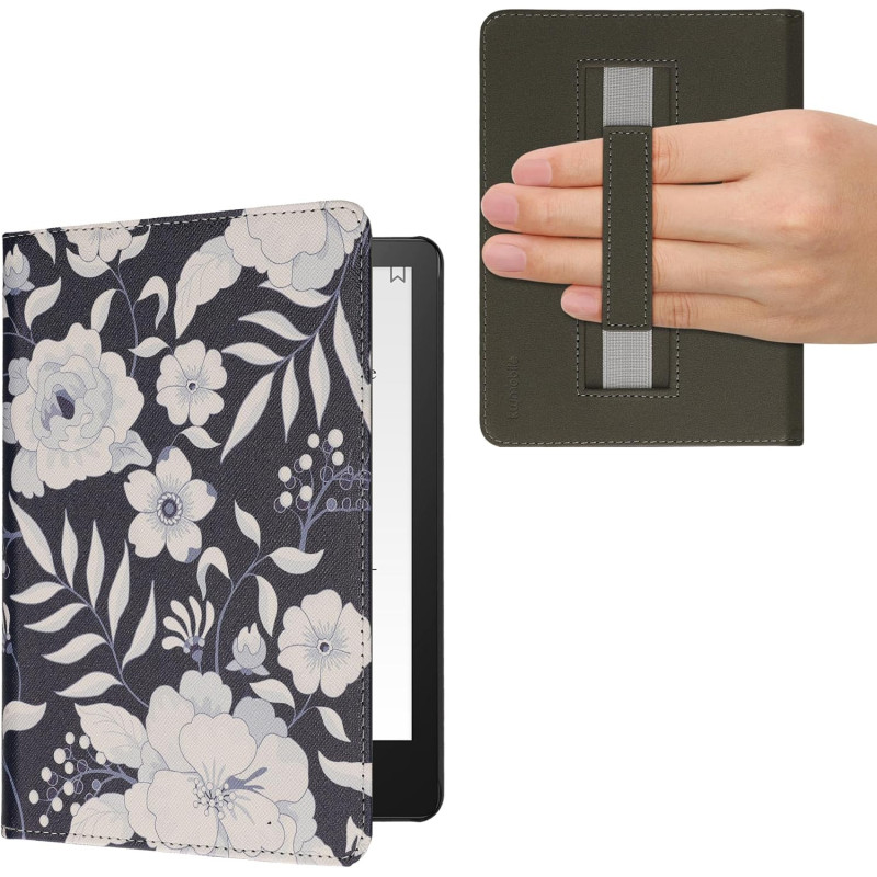 Kwmobile etui compatible avec kindle paperblanc 11e génération - étui à rabat magnétique tablette ereader similicuir avec sangle