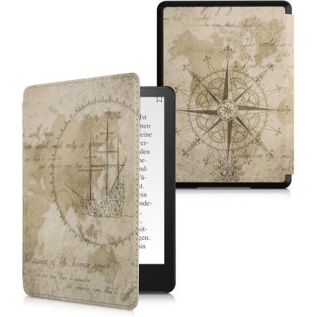 Kwmobile etui compatible avec kindle paperblanc 11e génération - étui à rabat magnétique tablette ereader similicuir avec sangle