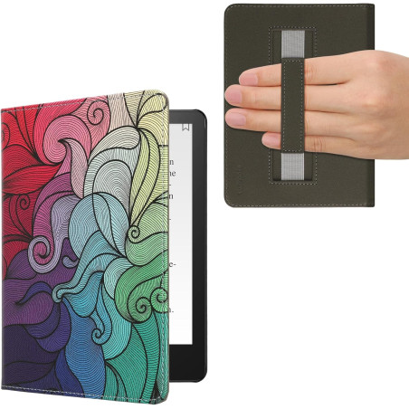 Kwmobile etui compatible avec kindle paperblanc 11e génération - étui à rabat magnétique tablette ereader similicuir avec sangle