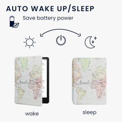 Kwmobile etui compatible avec kindle paperblanc 11e génération - étui à rabat magnétique tablette ereader similicuir avec sangle