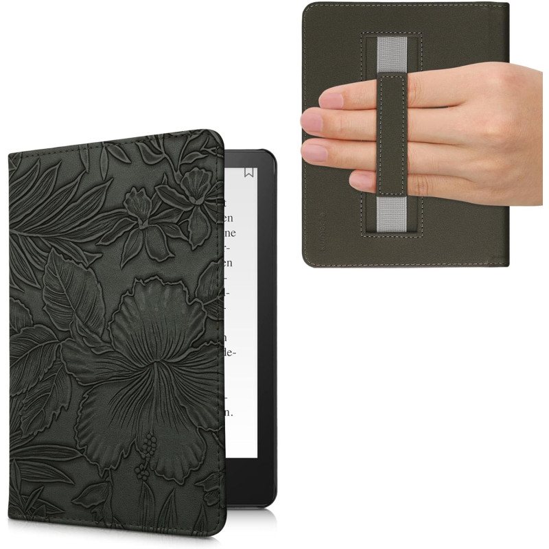 Kwmobile etui compatible avec kindle paperblanc 11e génération - étui à rabat magnétique tablette ereader similicuir avec sangle