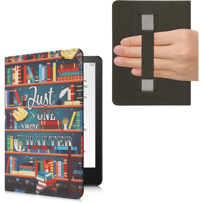 Kwmobile etui compatible avec kindle paperblanc 11e génération - étui à rabat magnétique tablette ereader similicuir avec sangle