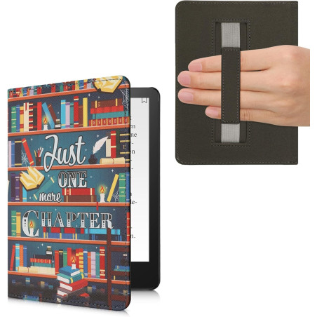 Kwmobile etui compatible avec kindle paperblanc 11e génération - étui à rabat magnétique tablette ereader similicuir avec sangle