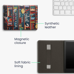 Kwmobile etui compatible avec kindle paperblanc 11e génération - étui à rabat magnétique tablette ereader similicuir avec sangle