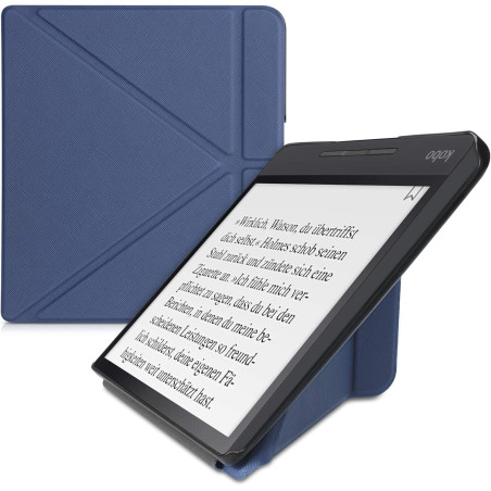 kwmobile Étui Compatible avec Kobo Forma Coque - Étui à Rabat magnétique Tablette eReader Similicuir - Bleu foncé