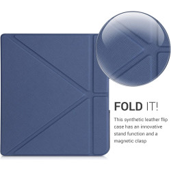 kwmobile Étui Compatible avec Kobo Forma Coque - Étui à Rabat magnétique Tablette eReader Similicuir - Bleu foncé