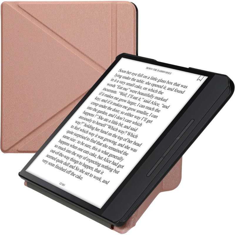 kwmobile Étui Compatible avec Kobo Forma Coque - Étui à Rabat magnétique Tablette eReader Similicuir - Or Rose