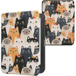 Kwmobile étui compatible avec kobo clara hd coque - étui à rabat magnétique tablette ereader similicuir - orange-noir-blanc
