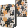 Kwmobile étui compatible avec kobo clara hd coque - étui à rabat magnétique tablette ereader similicuir - orange-noir-blanc