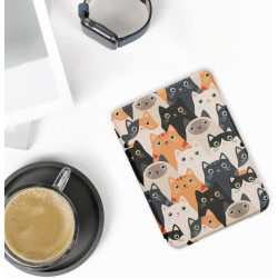 Kwmobile étui compatible avec kobo clara hd coque - étui à rabat magnétique tablette ereader similicuir - orange-noir-blanc