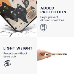 Kwmobile étui compatible avec kobo clara hd coque - étui à rabat magnétique tablette ereader similicuir - orange-noir-blanc