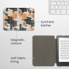 Kwmobile étui compatible avec kobo clara hd coque - étui à rabat magnétique tablette ereader similicuir - orange-noir-blanc